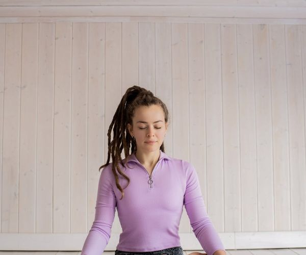Person feeling peaceful after a yoga session